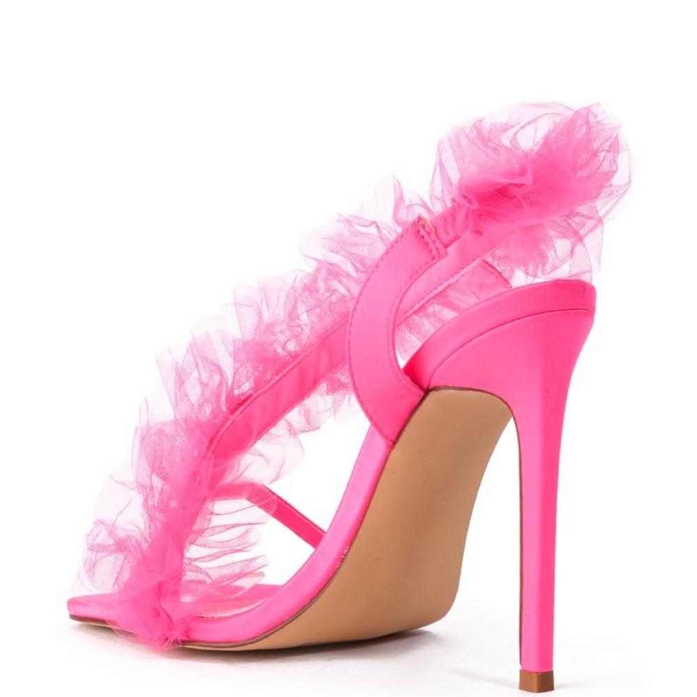 Azalea Wang Barbie Pink Tulle Stiletto High Heel Sandal - Picture 3 of 4